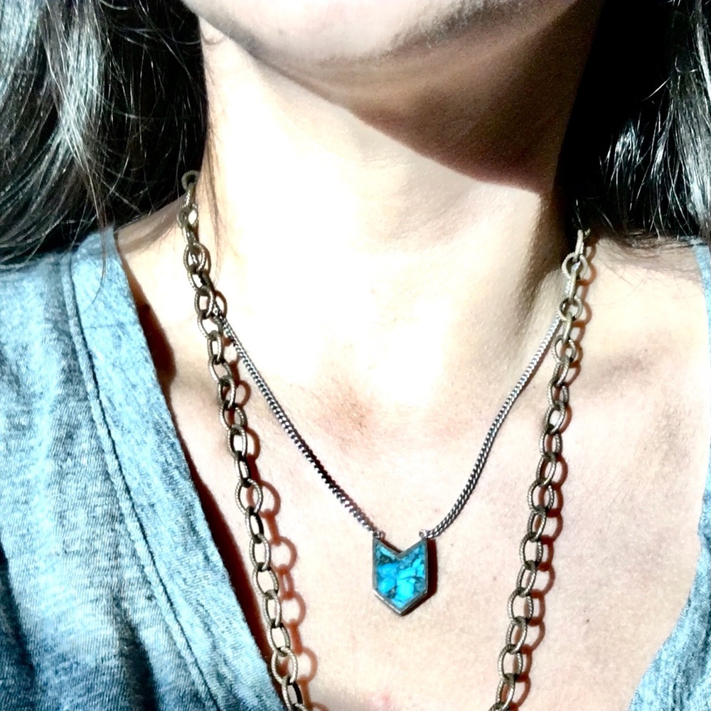 Torchlight Jewelry Turquoise Chevron Sterling Silver Necklace